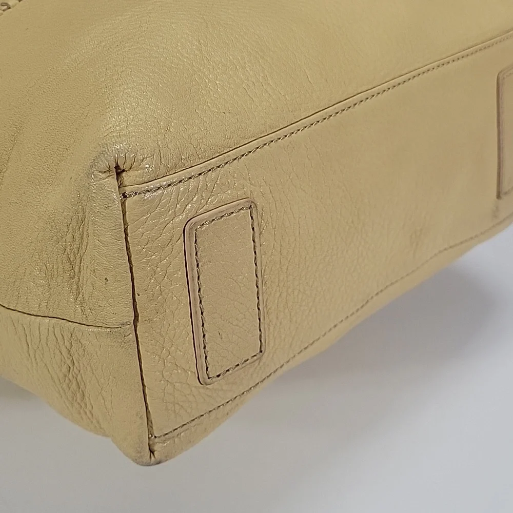 Hobo Cream Pebble Leather Hobo Shoulder Bag